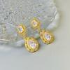 Temperament Light Luxury Design Water Drop Shaped Earrings High Sense Zircon Personalized Stud Earrings