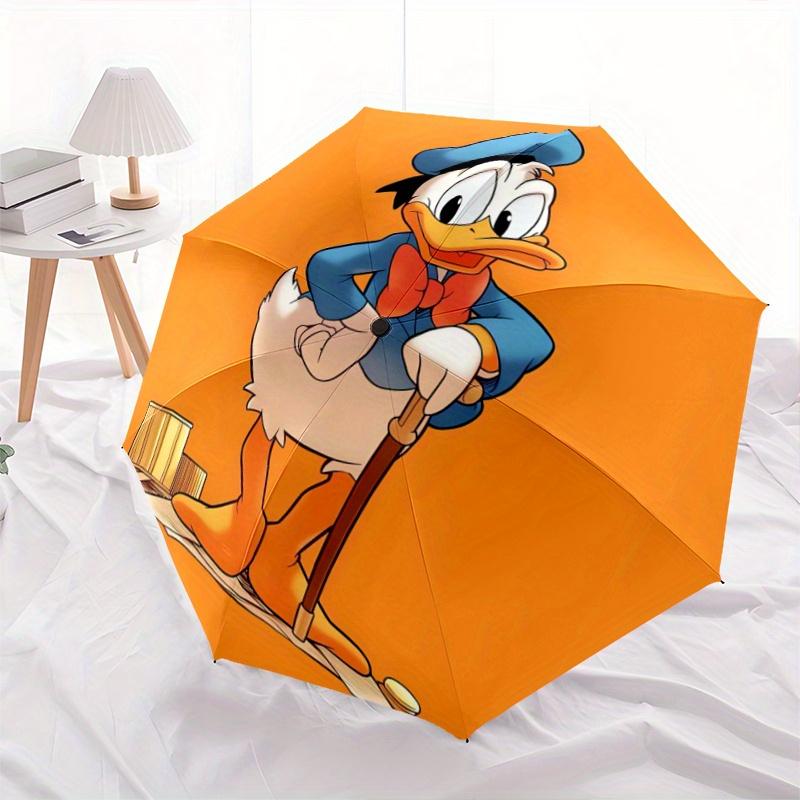 

1pc Orange Donald Duck Design Durable Cartoon Folding Umbrella, Portable 3-Fold Compact Umbrella for Men and Women, Suitable for Travel or D