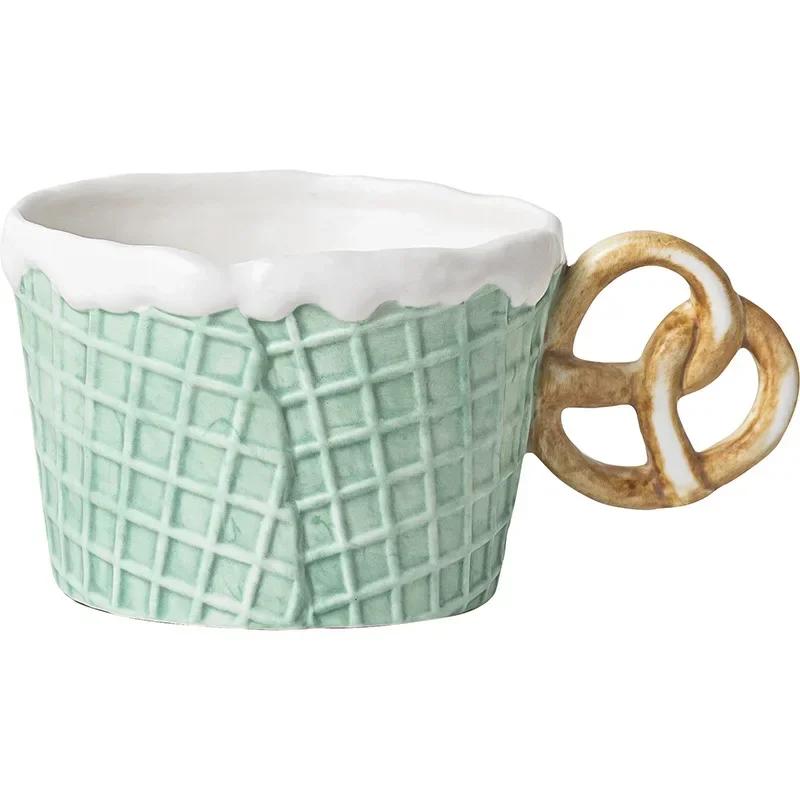 Ins Cute Korean Ceramic Cup Coffee Cup Breakfast Cup Dinner Plate Dim Sum Plate Breakfast Plate Biscuit Series Tableware