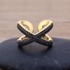 Charm Simple X Shape Cross Copper Zircon Ring Luxury CZ Stone 5 Colors High Quality Wedding Party Finger Adjustable Open Ring