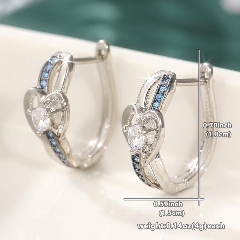 

Fashion Copper Color Sea Blue CZ Hoops Women s Earrings Geometric Heart Party Daily Wear
