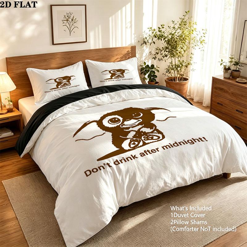 Gizmo Gremlins Pattern Bedding Quilt Set Quilt Cover Pillowcase Home Birthday Gift(1 * duvet cover + 2 * pillowcase, without core)