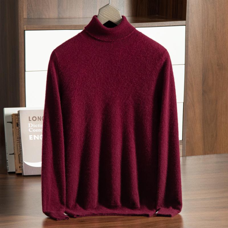 High-necked Cashmere Sweater, Loose Pullover, Bottom Lapel Sweater, Knitted Sweater.