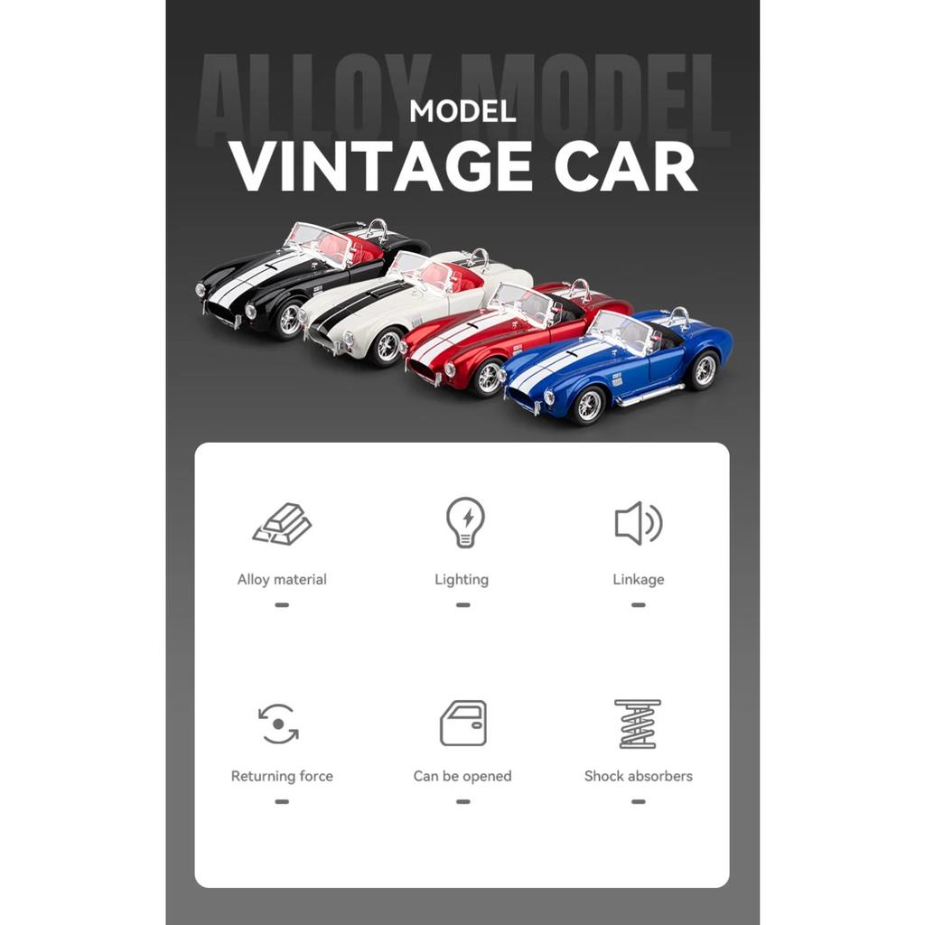 1/24 Ford Shelby Cobra 427 S/C Alloy Model Car Toy Diecasts Casting Sound and Light Car Toys for Children Vehicle