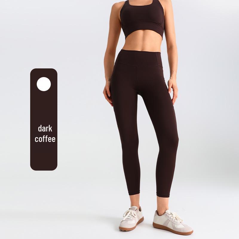 High-Waist Butt-Lift Yoga Pants with Side Pockets - Stretch Athletic Leggings for Women