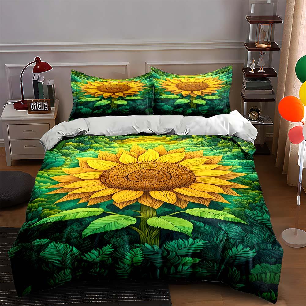 

Vibrant sunflower foliage. Bedding Duvet cover sets Duvet covers Pillowcases gifts (1 * Duvet Cover 2 * Pillowcases, without duvet insert) 135x200cm