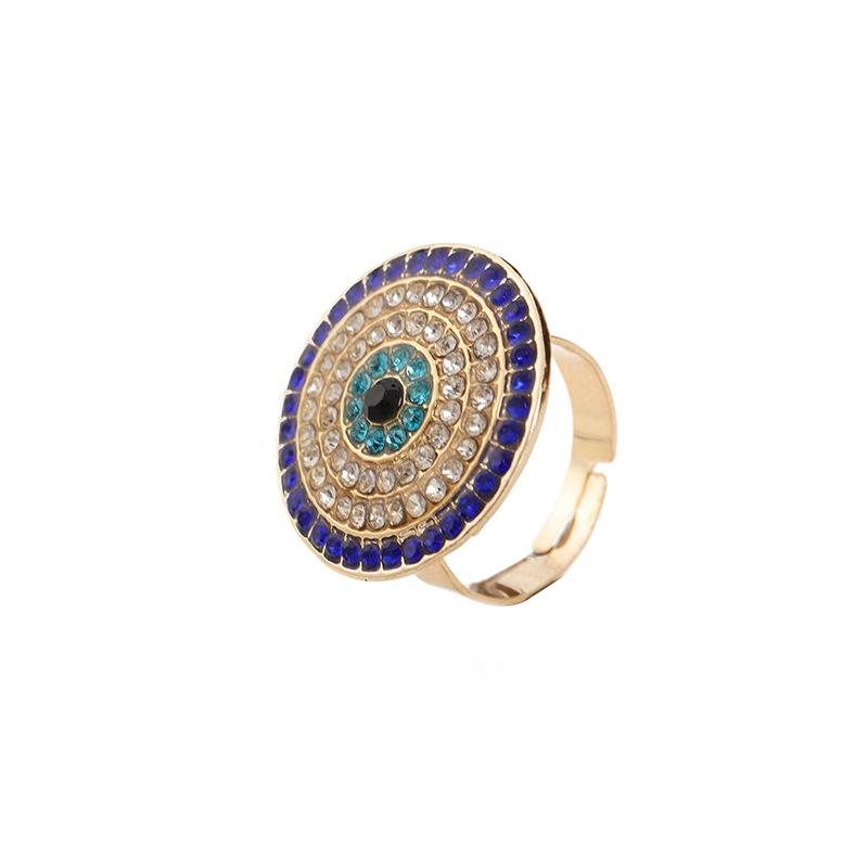 Hot Selling New Style with Exaggerated Temperament, Devil's Eye Full Diamond Opening Ring