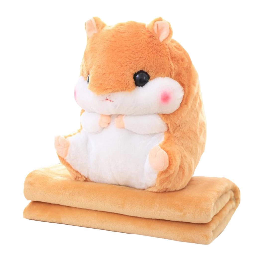 Stuffed Hamster Throw Pillow, Portable Blanket Bolster, Sofa Bed Animal Toy Pillow