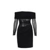 Fall Women's Dress Socialite Style One Line Shoulder Mesh Sexy Mini Short Dress