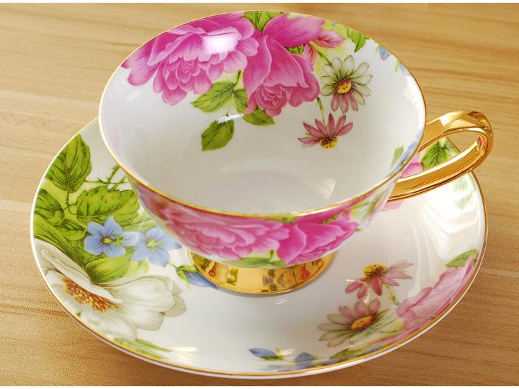 Zlacená evropská kostní porcelánová kávová a čajová sada s podšálkem