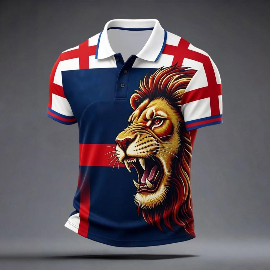 Men's Football Polo Shirt Classic Fit Short Sleeve Collar Button Placket Lightweight Breathable Sportswear for Casual Outdoor Activities