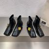 Versatile Single Boots Temperament Martin Boots Black Square Head Thin French Small Short Boots Women's Shoes 2025 New Spring and Autumn