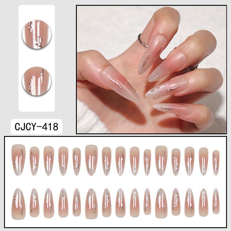 O8 Long Nail Art Tips - European & American High-End Wearable Summer Stickers
