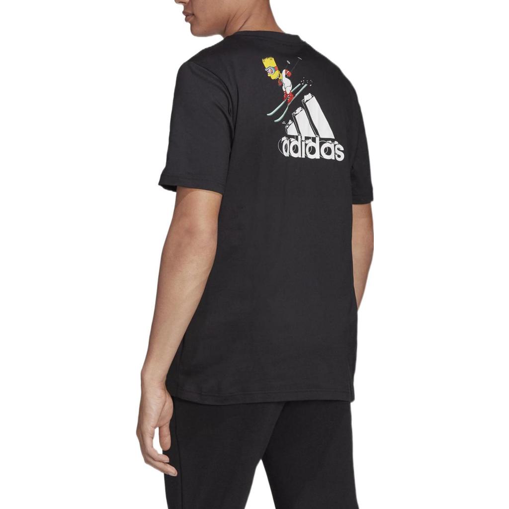 adidas Cartoon Skateboarding Boy Logo Print Crew Neck Short Sleeve T-Shirt Men Tops Black GS6221