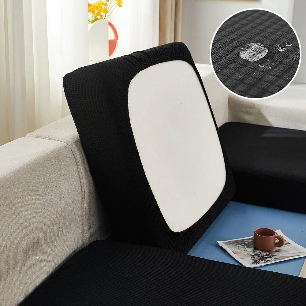 Waterproof Jacquard Sofa Seat Cushion Cover, Polar Fleece, Elastic, Removable, Couch Cover, Pets, Kids, Furniture Protector