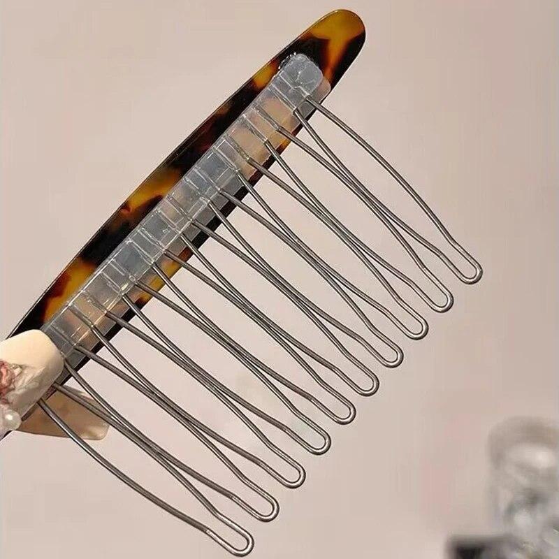 Exquisite Acetate Print Checkered Hair Comb Hairpin Vintage Side Hair Clip Hairgrip Fashion Hair Accessories For Women Headdress