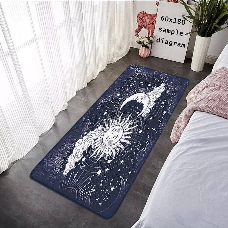 Celestial Moon Phase Carpet Mat Rug - Sun Star Pattern Home Decoration for Bedroom Living Room Decor Carpets for Living Room