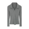 Super Flattering Slim Fit Grey Lapel T-Shirt for Petite Women, Autumn/Winter 2025