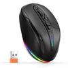 FMOUSE Bluetooth Wireless Mouse, Rechargeable, Silent, 5 Buttons, Desktop Back Function, 4-Level DPI Adjustment (2400 DPI), 7-Color Breathing Light,