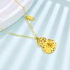 Gold Crushed Ice Gourd Necklace - Chinese Style Fu Lu Good Luck Pendant Gift for Girlfriend