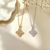 Gold-Plated Four-Leaf Clover Diamond Necklace - Women's Summer Elegant Light Luxury Fashion Trend