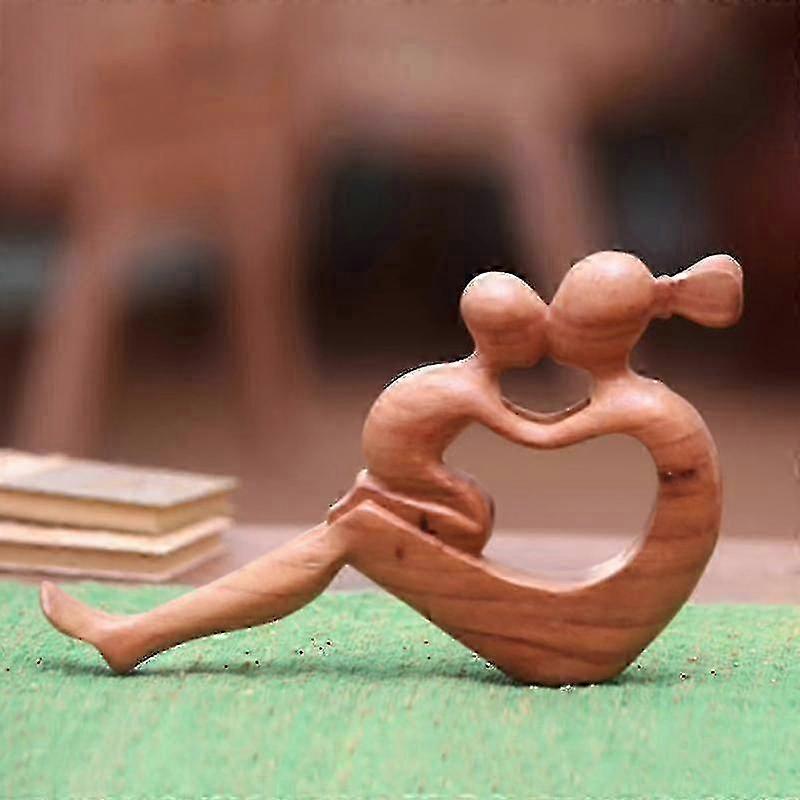 Handgefertigte Mutter und Kind Holzskulptur Ihre Liebe wird niemals enden Desktop-Ornament