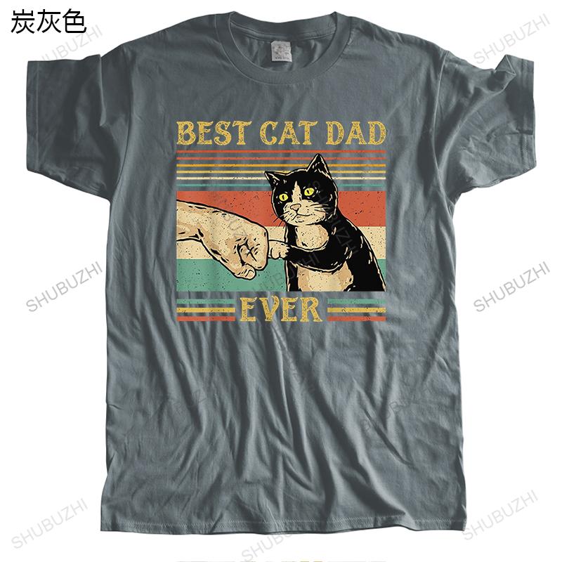 New Cotton Summer Tshirt Fashion Printing Short Sleeve Best Cat Dad Ever Unisex Streetwear Teeshirt Loose Vintage Style Tees