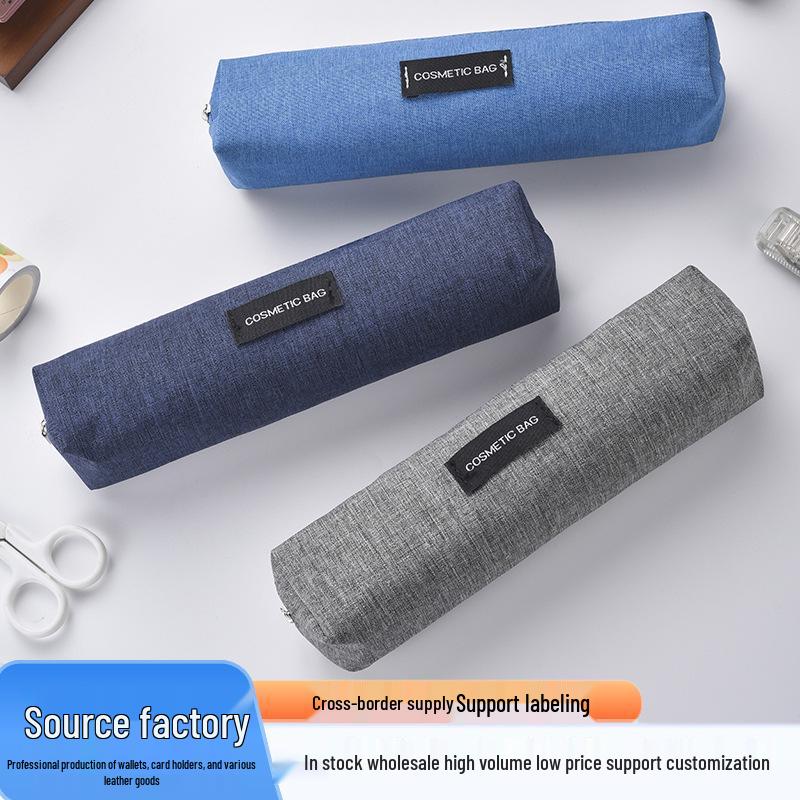 Canvas Pencil Case, Solid Color, Large Capacity Stationery Box, Pencil Storage and Document Bag