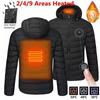 Men Heated Jackets Outdoor Coat USB Electric Battery Long Sleeves Heating Hooded Jackets Warm Winter Thermal Clothing