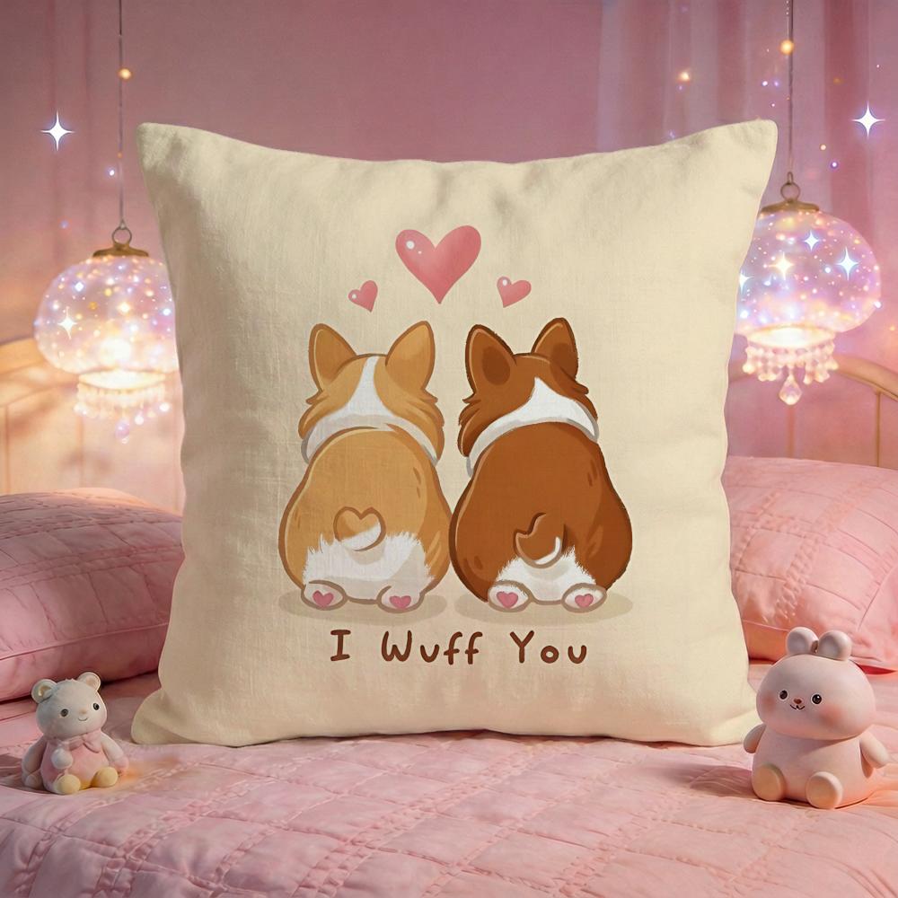 Lovely Corgi Puppy Cushion Cover Premium Comfort Reversible Pillow Cove Two in One Design for Any Room  Car Interior