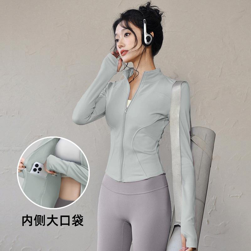 Yoga clothes, tops, professional running sports outdoor jackets, quick-drying fitness clothes, women's Pilates training clothes