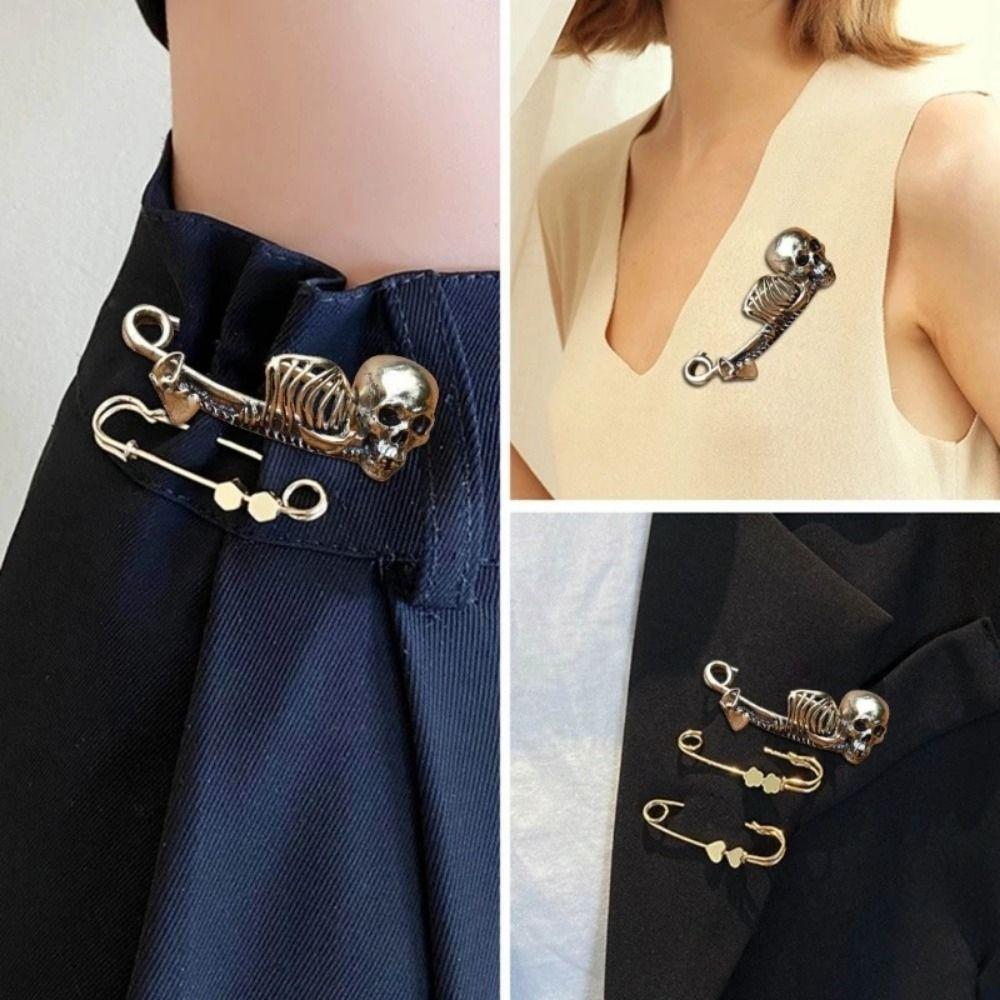 Vintage Retro Skull Pin Punk Style Gothic Skull Badge Lapel Pin Halloween Skeleton Brooch  Men