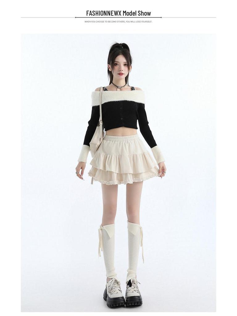 Velvet High-Waist A-line Skirt: Women's Sweet Hepburn Style for Spring/Autumn