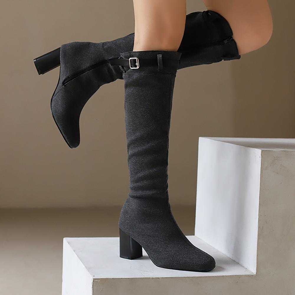 Hnědozelené dámské vysoké boty na podpatku, velká velikost 48