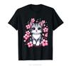 Cute Cherry Blossom Cat Kitten Flowers TShirt Oneck Women Short Sleeve Tops Fashion Casual Tshirt Oversized Cotton T Shirt