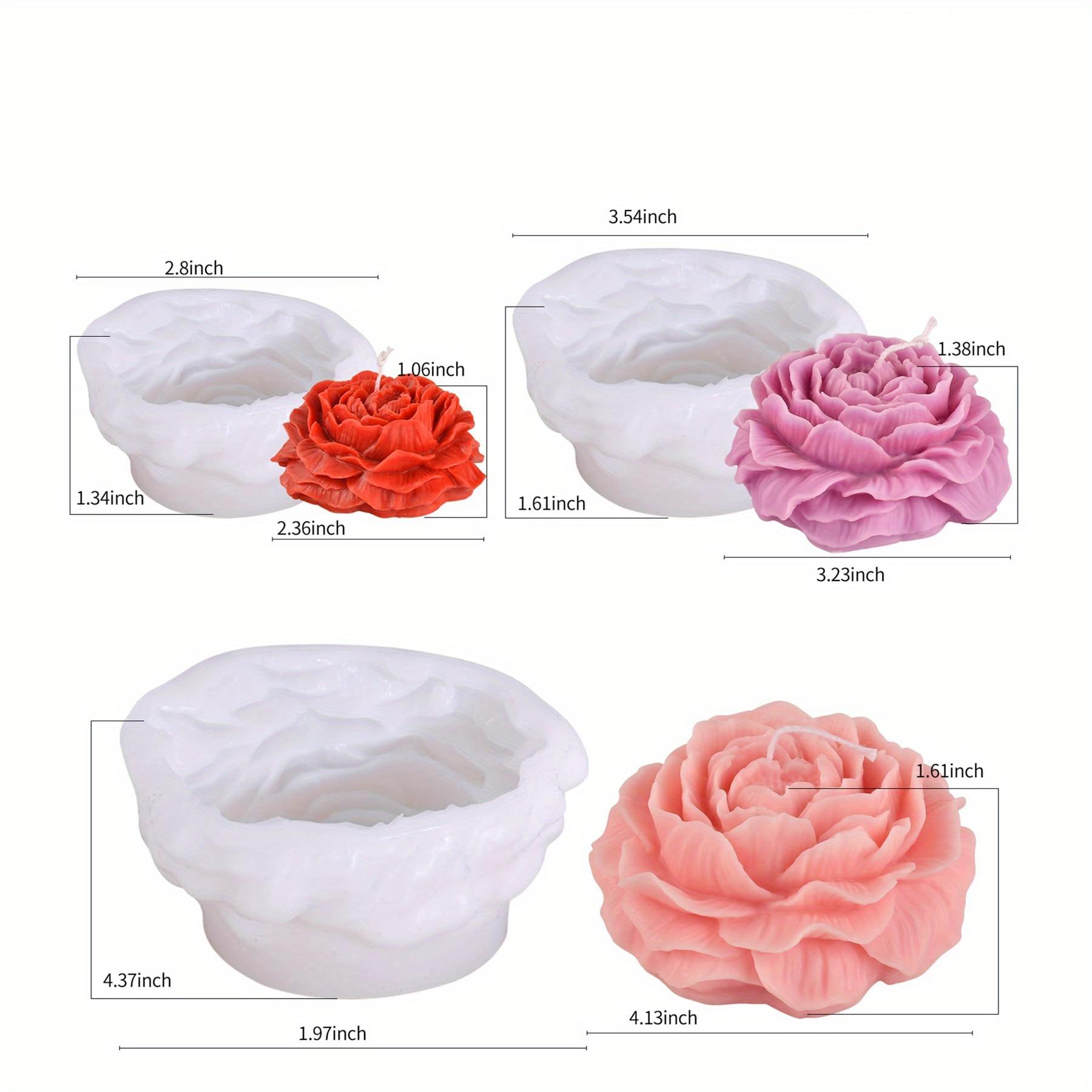 

3-Pack Peony Candle Molds Set: Silicone Flower Molds for Candle Making, 3D Peony Resin Casting Molds for Wax