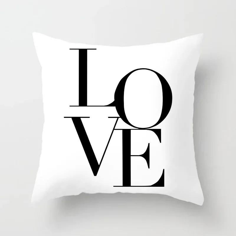 VIKAMA Minimalist Black White Cushion Cover Aesthetic Geometric Print Sofa Pillow Cover Living Room Car Soft Home Decor