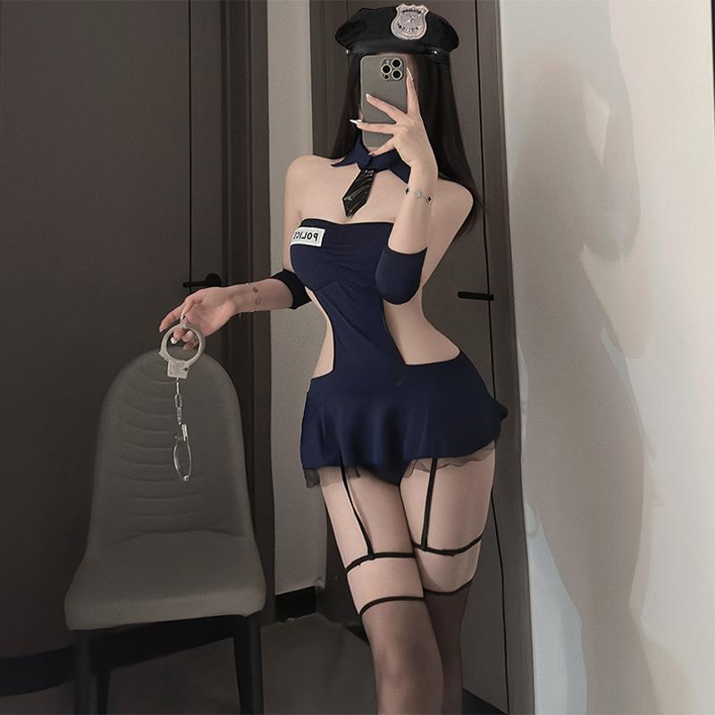Sexy Lingerie Hot Policewoman Uniform Cosplay Stewardess Sexy Perspective Navy Seduction