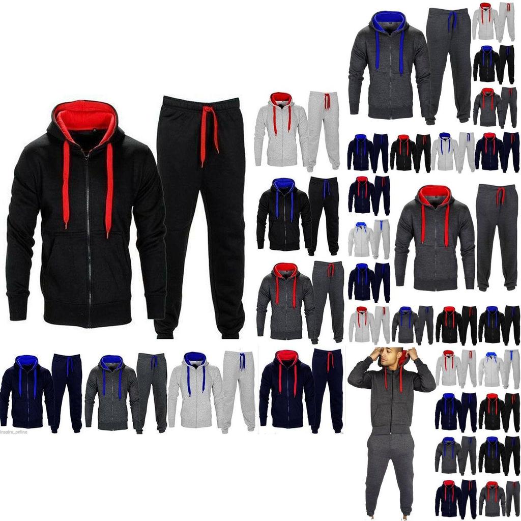 Luxuriously Warm Men's Tracksuit Set With Fleece Zip Hoodie And Jogging Bottoms