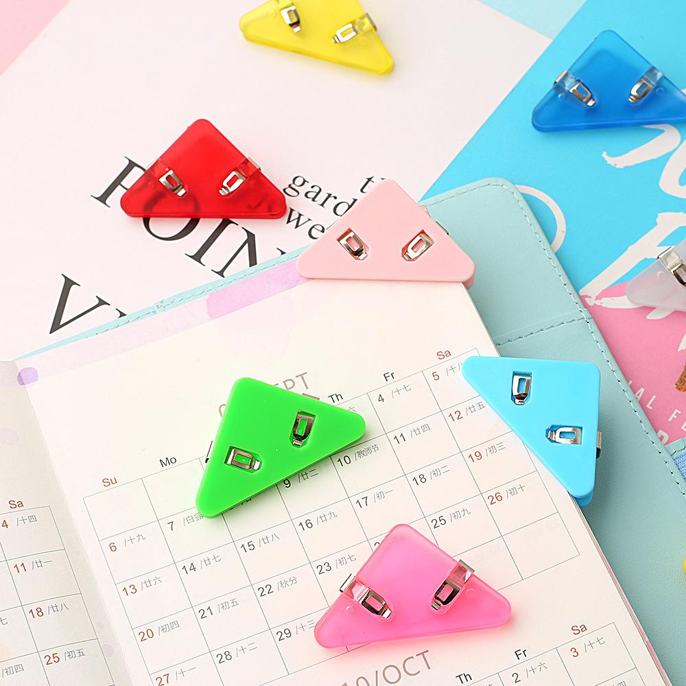 5/10Pcs Solid Color Triangle Corner Clips Page Holder Paper Clip Office Accessories Photo Clamp School Supplies Stationary