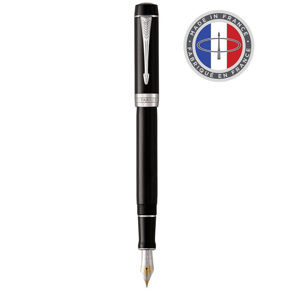 Parker Duofold Classic Black CT Fountain Medium 18K Gold Gift Officially Product Number 1931366 Pen, Nib, Nib, Boxed, Imported,