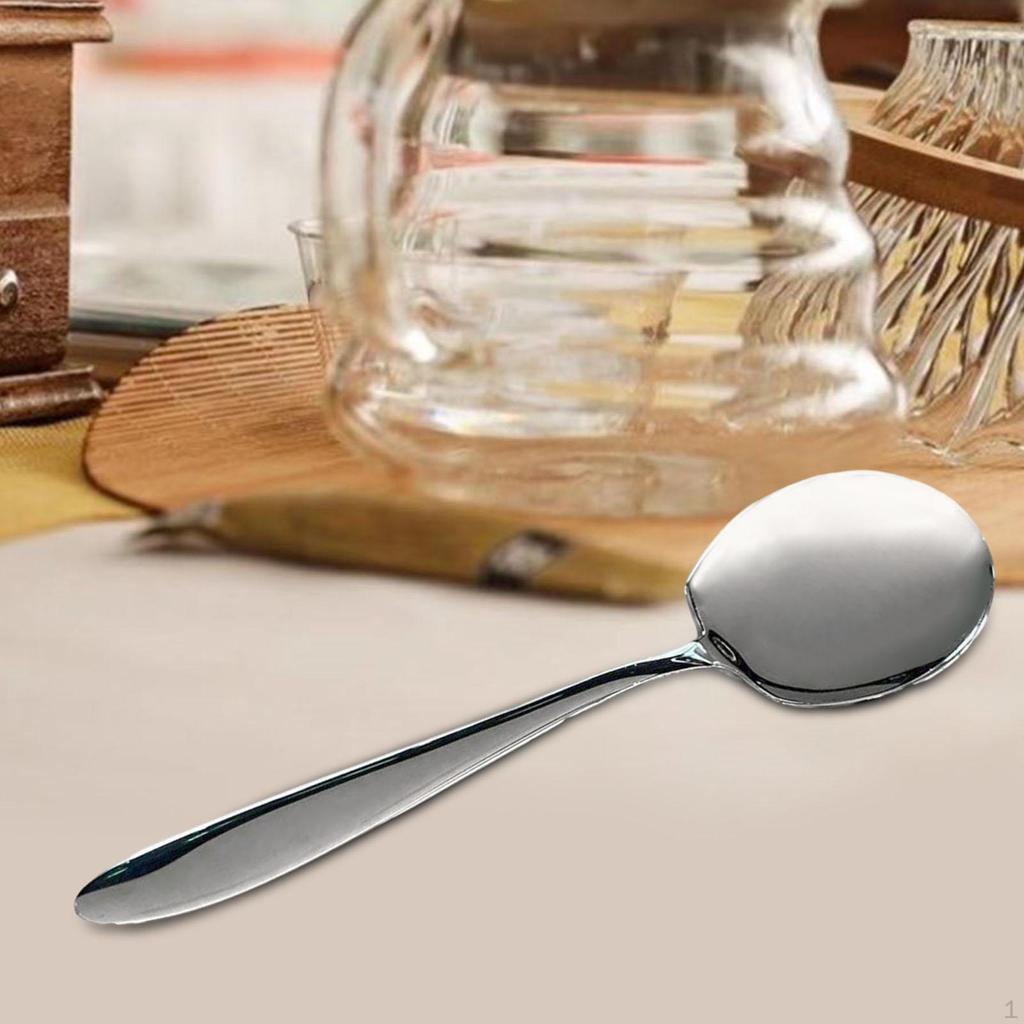 Stainless Steel Spoon Teaspoon Soup Ladle Tasting Flatware Dessert Coffee for Cafe