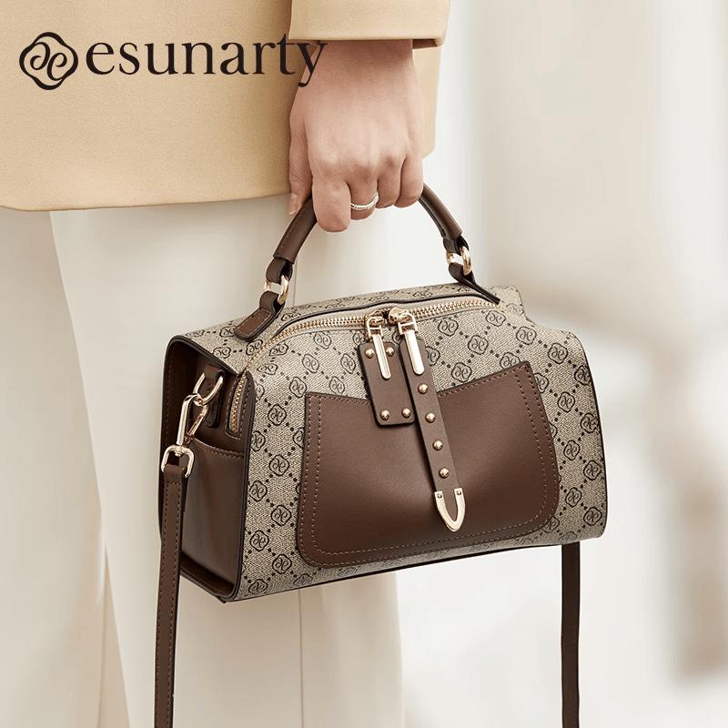 ESUNARTY 2026 Fashion Old Flower Boston Pillow Crossbody Bag