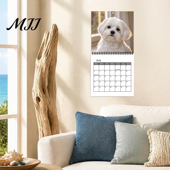 Thick Paper Monthly Planner 2027 Maltese Wall Calendar, Cute Dog Photography Hanging Pet Jan.2027-Dec.2027 12 for Home Office Academic Organizer