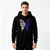 Men's Half White Half Purple Dripping Butterfly Print Hip Hop Hoodie Casual Loose Long Sleeve Pullover Sweatshirt For Autumn Winter Daily Street Wear
