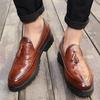 New Men's Shoes Fashion Crocodile Pattern Fringed Leather Shoes British Style Business Dress Casual Shoes Overalls Small Leather Shoes
