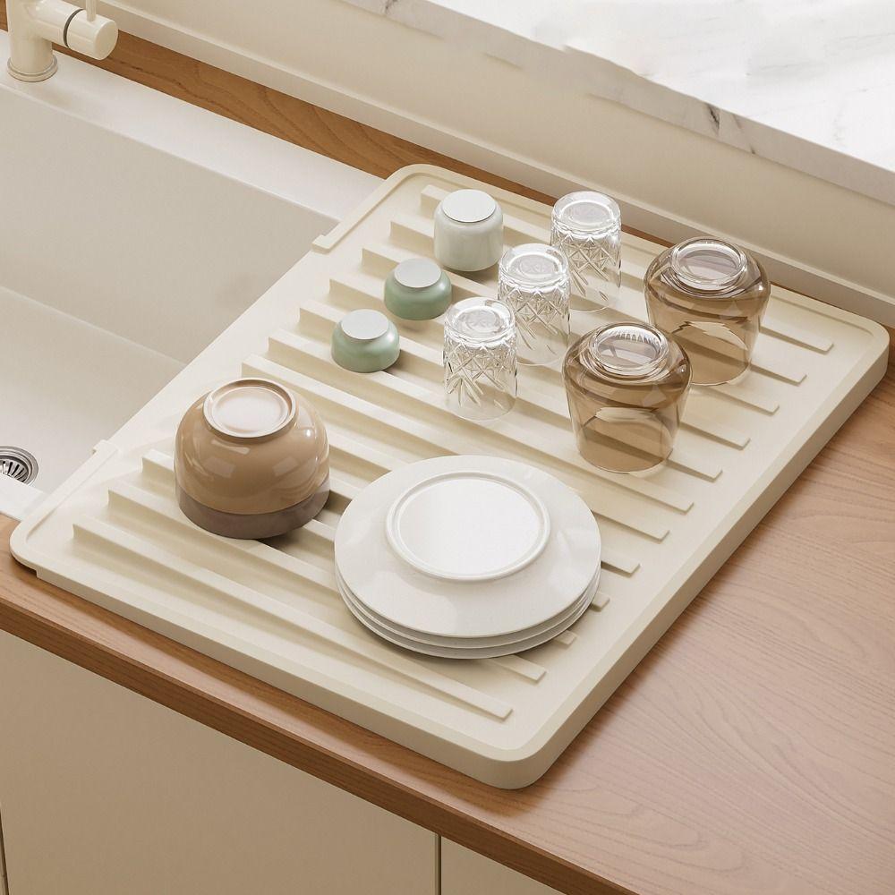 Non-slip Tableware Drainage Mat Slope Diversion Design Kitchen Sink Drain Pad Counter Top