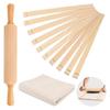 12 Pcs Pottery Tools Teaching Set, Include 17inch Slab Roller 10 Pcs Wooden Rolling Pin Guides 1 Li