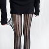 Women Retro Twist Striped Argyle Fishnet Pantyhose Women Gray Lace Sheer Slim Fit Tights Spring Autumn Daily Wear