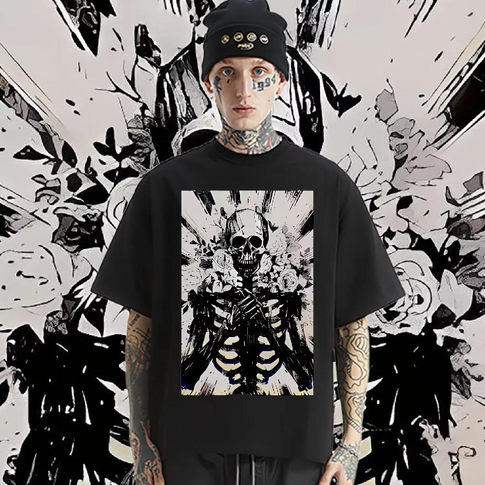 Loose Vintage Aesthetic T Shirt Round Collar Men's Graphic Printing Tee 2024 New Summer Hot Sale XL Comfy Stretchy Clothes